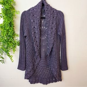Milano Purple Long Duster Knit Cardigan Small